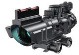 4x32 Rifle Scope with Red, Green, Blue Illuminated Reticle with Top Fiber AND Iron Sight