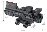 4x32 Rifle Scope with Red, Green, Blue Illuminated Reticle with Top Fiber AND Iron Sight