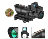 Solar Power 4x32 Real Red Fiber Optics Sight Magnification Red Chevron Reticle Tactical Optical Sight and with RMR and Iron Sight